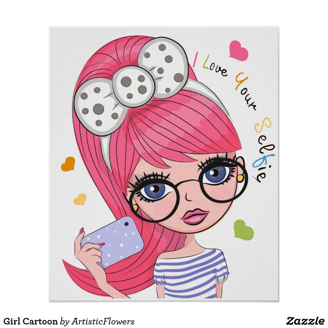 Girl Cartoon Poster | Zazzle.com - Girl Cartoon Poster | Zazzle.com -   22 beauty Face cartoon ideas