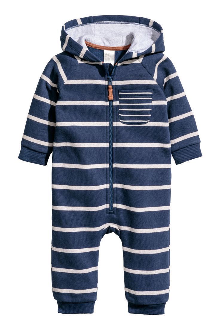 Hooded Sweatshirt Jumpsuit - Dark blue/striped - Kids | H&M US - Hooded Sweatshirt Jumpsuit - Dark blue/striped - Kids | H&M US -   24 style Boy little ideas