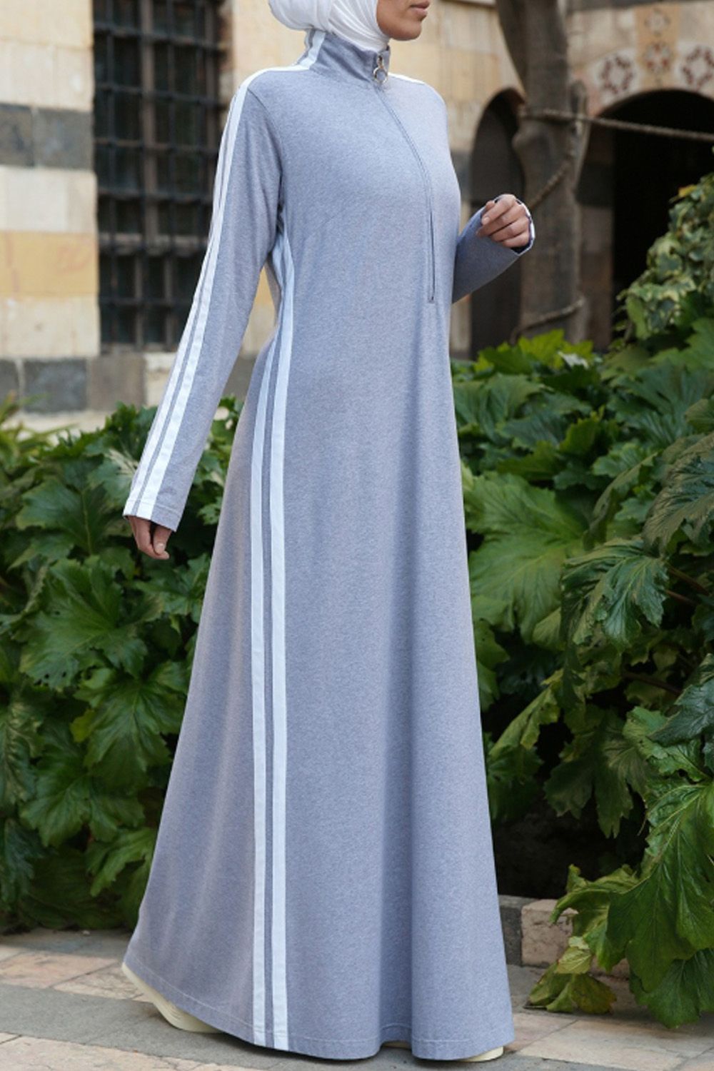 Dual Striped Jersey Maxi Dress Light Heathered Grey - Dual Striped Jersey Maxi Dress Light Heathered Grey -   6 style Hijab sporty ideas