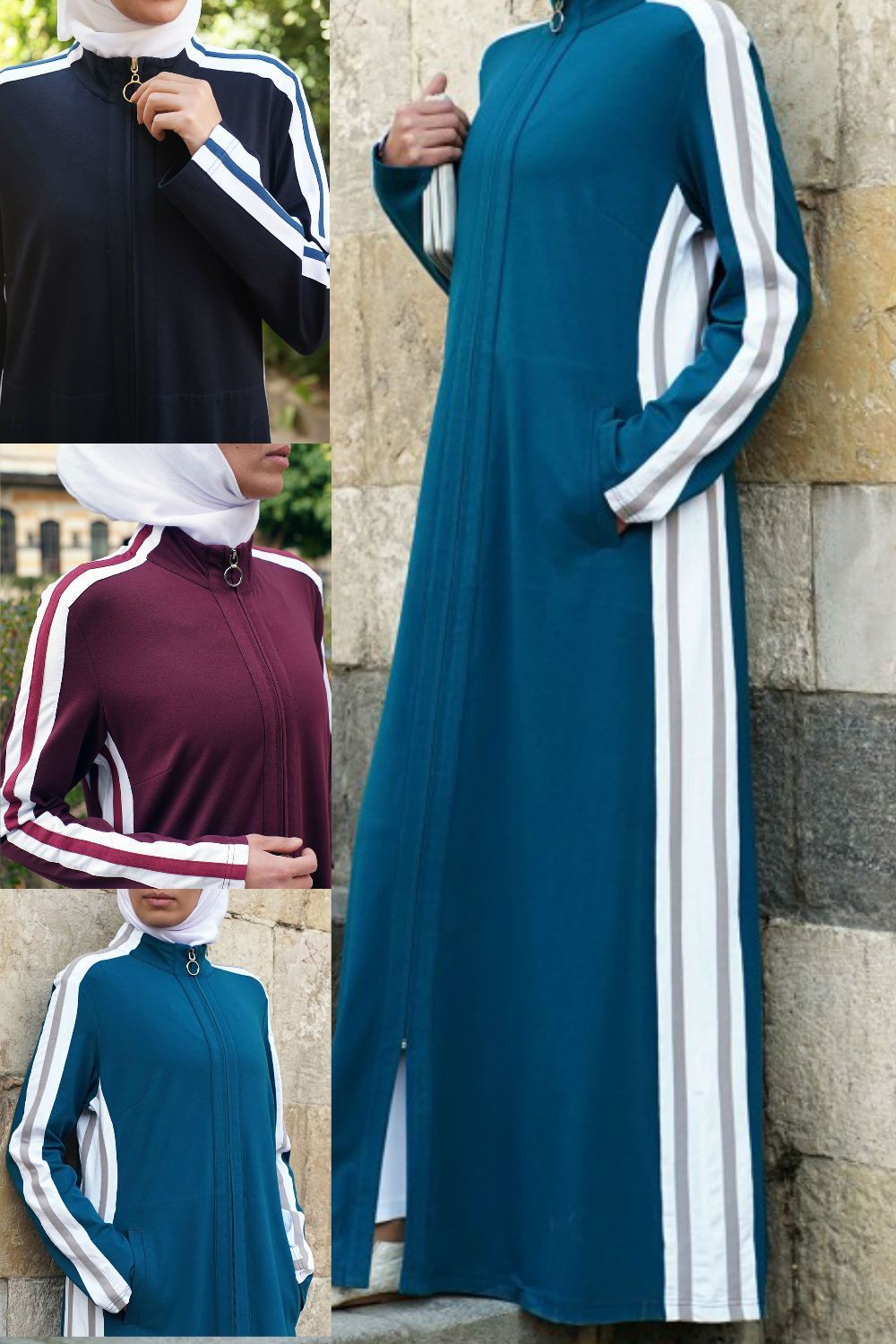 Tri-Color Full Zipped Maxi Dress - Tri-Color Full Zipped Maxi Dress -   6 style Hijab sporty ideas