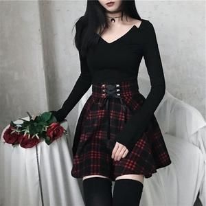 'Army of Darkness' Lace up Plaid Skirt - 'Army of Darkness' Lace up Plaid Skirt -   10 dark style Edgy ideas
