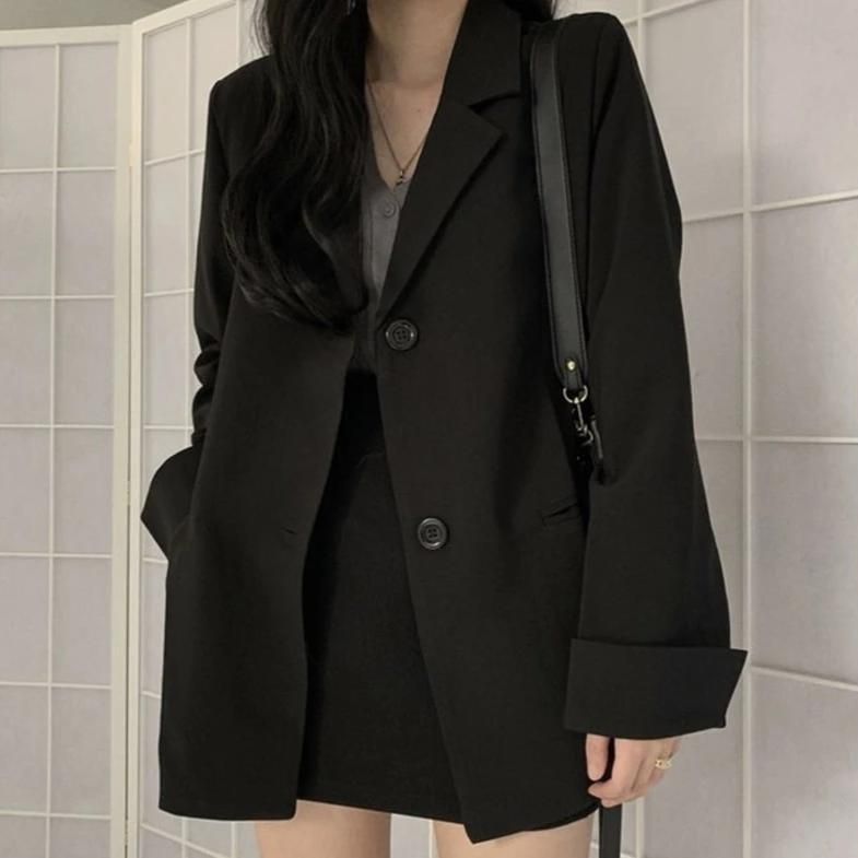 [Korean Style] Bela 2 Piece Black Suit - [Korean Style] Bela 2 Piece Black Suit -   style Korean black