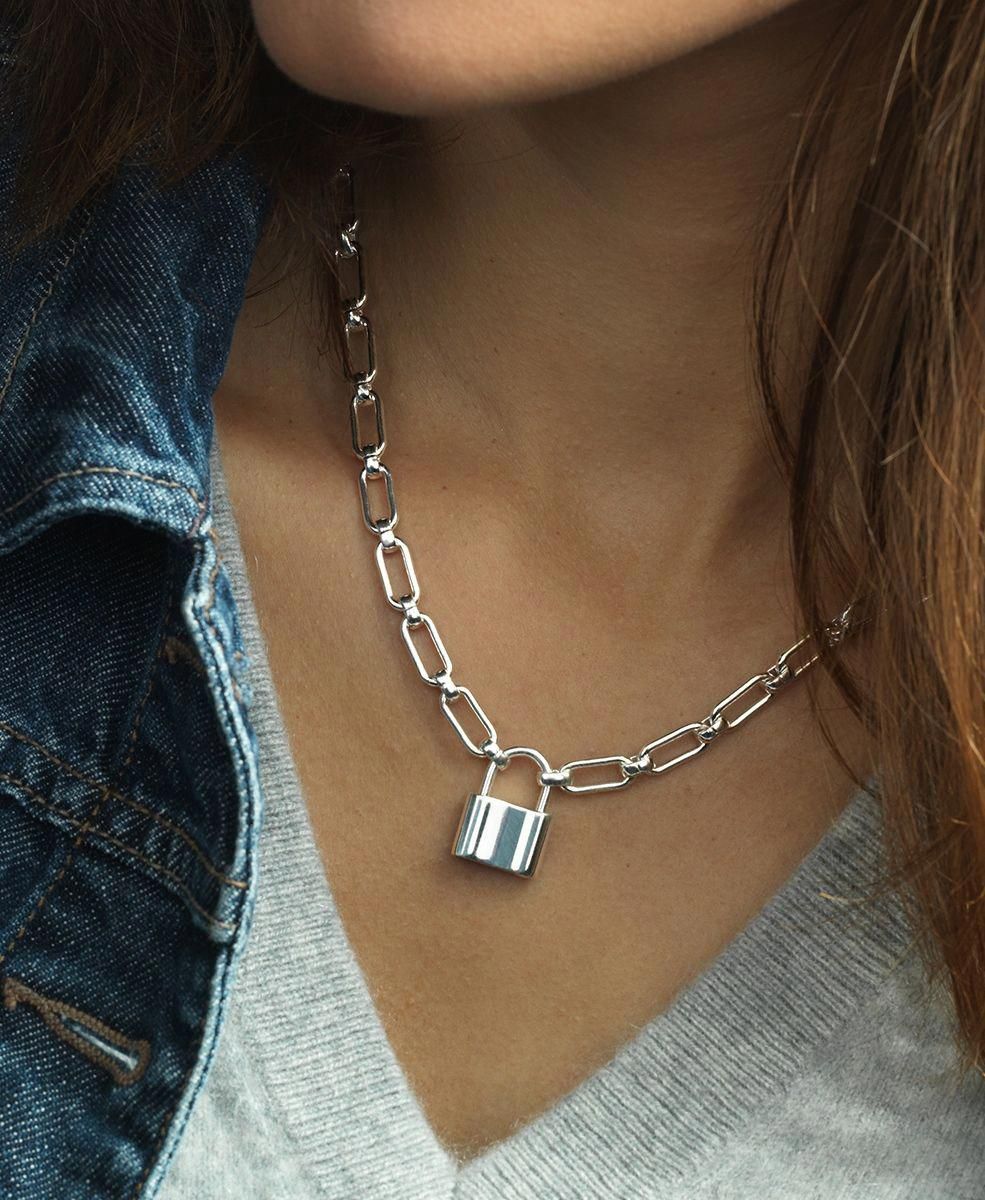 Padlock Necklace in Sterling Silver | Blue Nile - Padlock Necklace in Sterling Silver | Blue Nile -   14 diy Jewelry edgy ideas