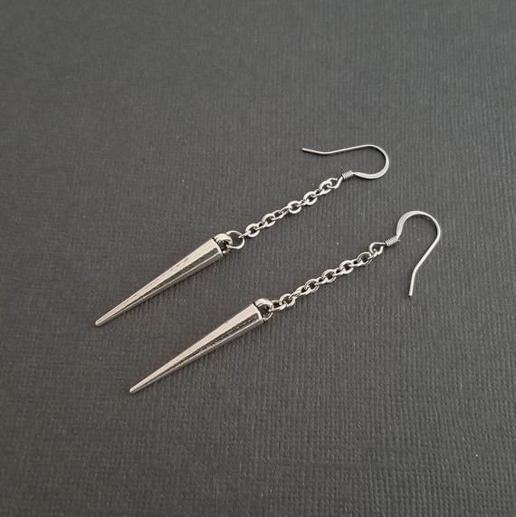 Edgy Spike Dangles, Long Chain Drops, Punk Emo Grunge Industrial Jewelry, Lightweight Shard Earrings, Simple Minimal Everyday Jewelry Gift - Edgy Spike Dangles, Long Chain Drops, Punk Emo Grunge Industrial Jewelry, Lightweight Shard Earrings, Simple Minimal Everyday Jewelry Gift -   14 diy Jewelry edgy ideas