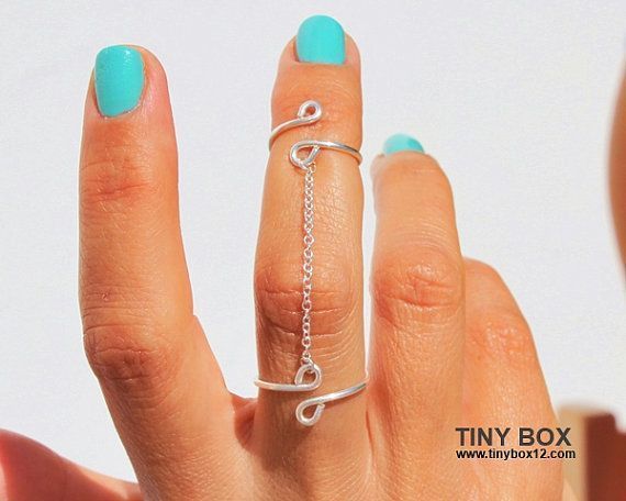 Double Chain  Knuckle Ring  Chain Silver Ring  Unique Ring | Etsy - Double Chain  Knuckle Ring  Chain Silver Ring  Unique Ring | Etsy -   14 diy Jewelry edgy ideas