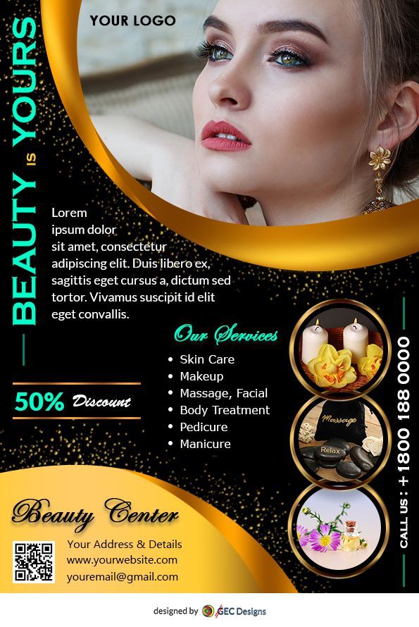 Golden Beauty Salon Flyer Design - Golden Beauty Salon Flyer Design -   15 beauty Design flyer ideas