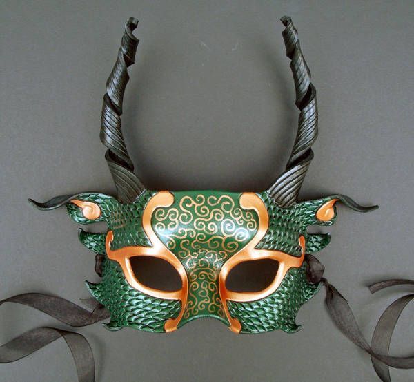 Green and Copper Dragon Mask by merimask on DeviantArt - Green and Copper Dragon Mask by merimask on DeviantArt -   15 beauty Mask anime ideas
