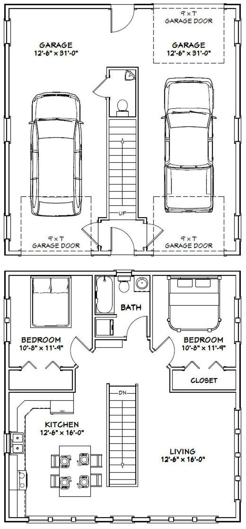 30x32 House  2-Bedroom 1.5 Bath  961 sq ft  PDF Floor | Etsy - 30x32 House  2-Bedroom 1.5 Bath  961 sq ft  PDF Floor | Etsy -   15 diy House plans ideas