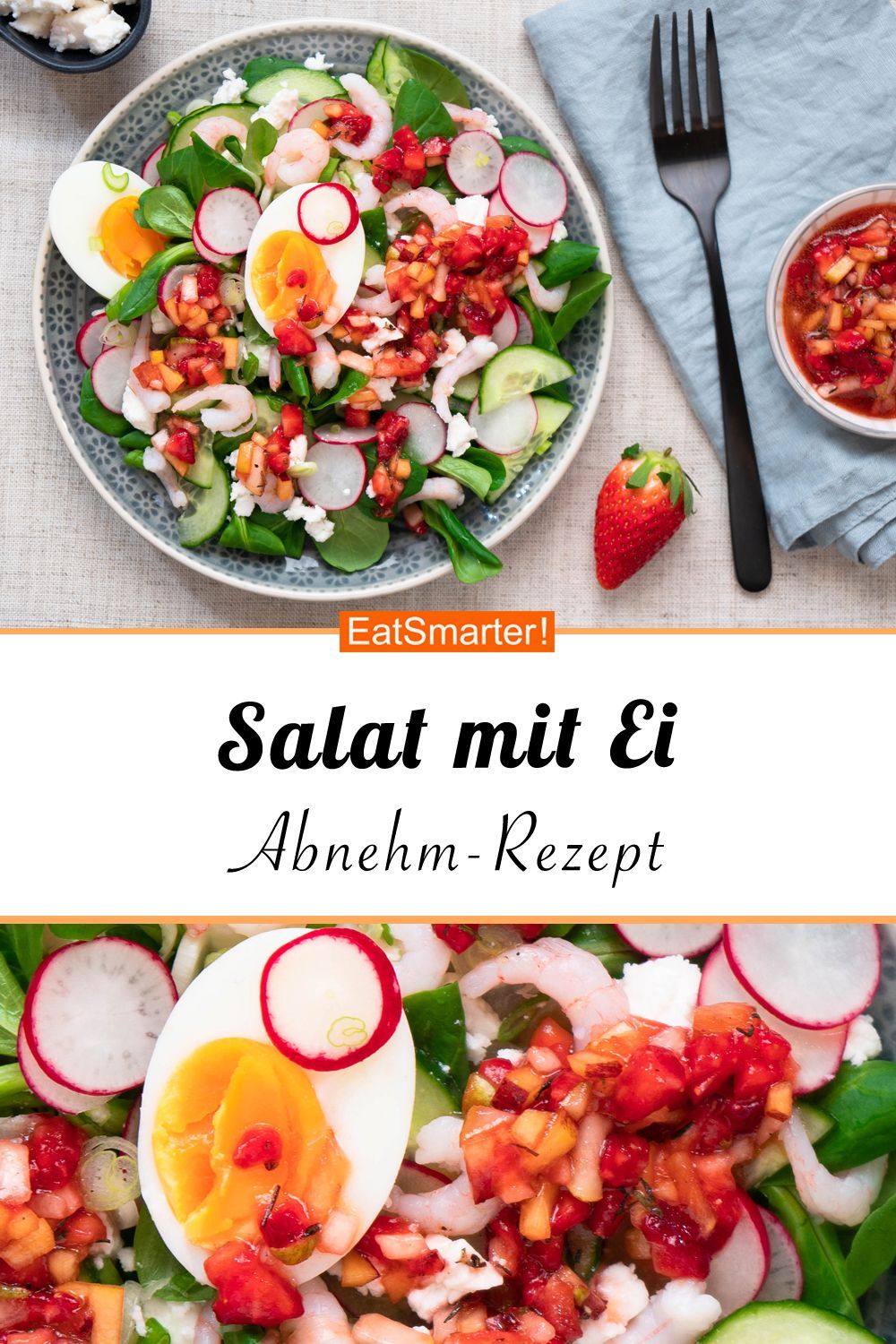 Salat mit Ei, Garnelen und Erdbeer-Dressing - Salat mit Ei, Garnelen und Erdbeer-Dressing -   15 fitness Rezepte salat ideas