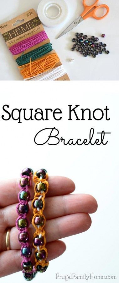 DIY Square Knot Hemp Bracelet - DIY Square Knot Hemp Bracelet -   16 diy Jewelry hippie ideas