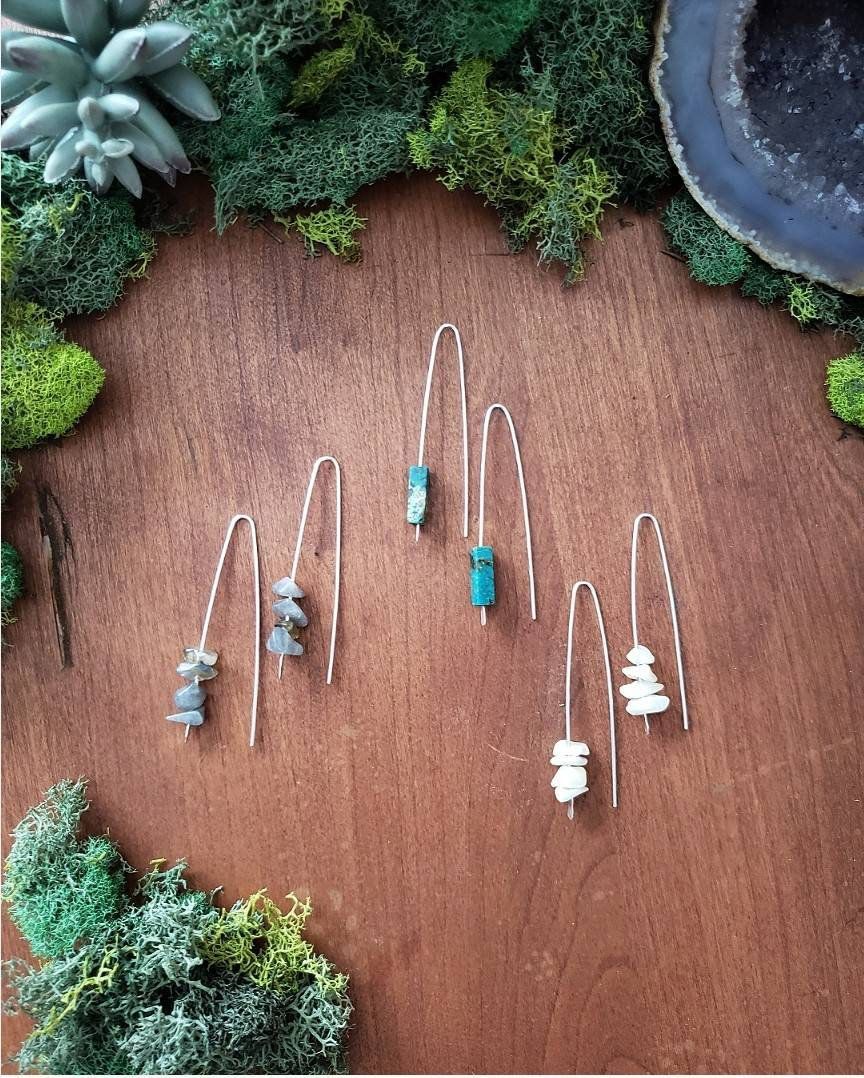 Crystal Ear Wire Earrings/ Turquoise/ Labradorite/ Mother of Pearl/ Crystal Dangle Earrings/ Boho Hippie Jewelry/ Minimalist threaders - Crystal Ear Wire Earrings/ Turquoise/ Labradorite/ Mother of Pearl/ Crystal Dangle Earrings/ Boho Hippie Jewelry/ Minimalist threaders -   16 diy Jewelry hippie ideas