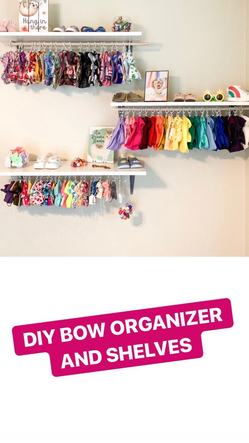 Easy & Cheap DIY Shelves And Bow Holder – Luckycharmmama - Easy & Cheap DIY Shelves And Bow Holder – Luckycharmmama -   diy Organizador bebe