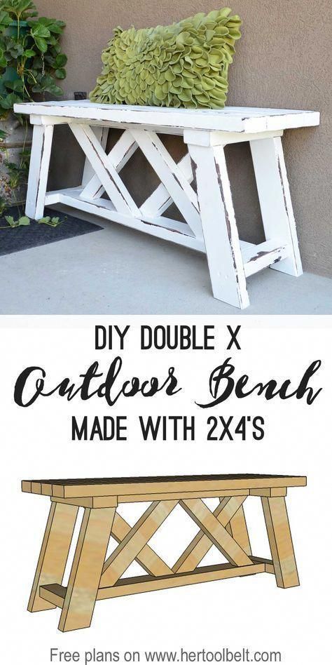 Double X Bench Plans - Her Tool Belt - Double X Bench Plans - Her Tool Belt -   16 diy Outdoor porch ideas