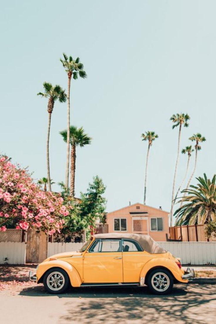 Yellow VW bug in Oceanside, California. - Yellow VW bug in Oceanside, California. -   17 beauty Pictures vintage ideas