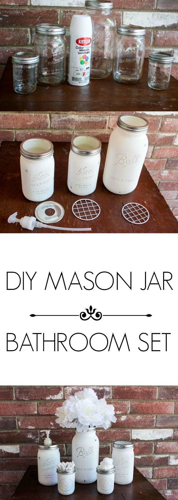 DIY Mason Jar Bathroom Set - DIY Mason Jar Bathroom Set -   17 diy Bathroom mason jars ideas