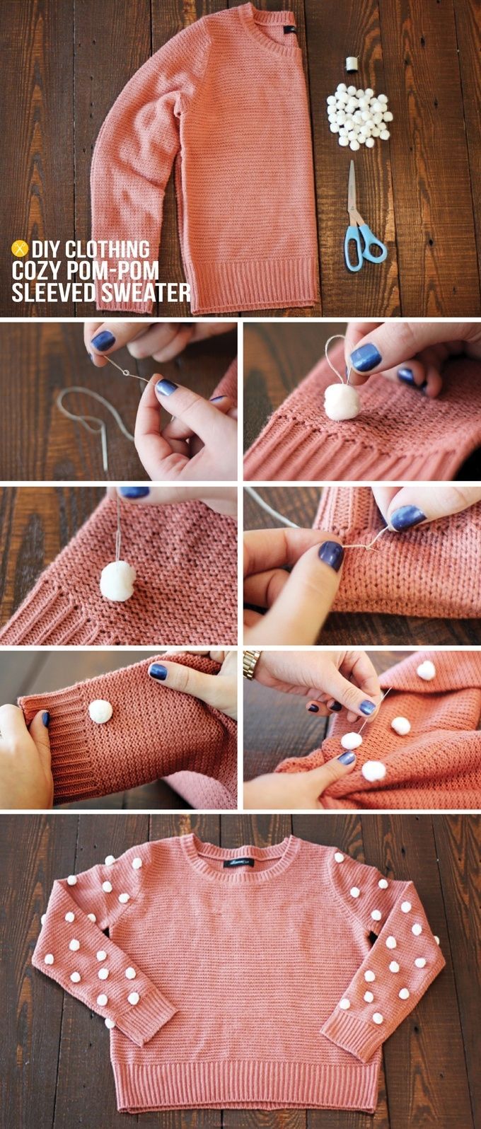 DIY Pom Pom Sweater - DIY Pom Pom Sweater -   17 diy Clothes for winter ideas