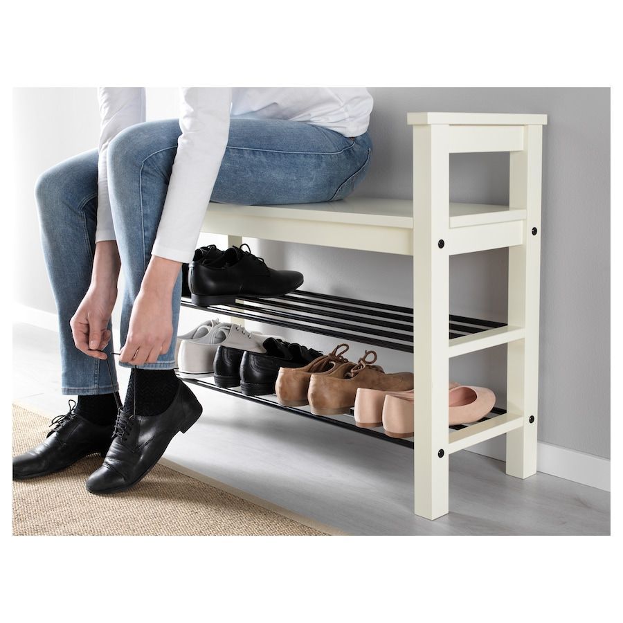HEMNES Bench with shoe storage, white, 33 1/2x12 5/8