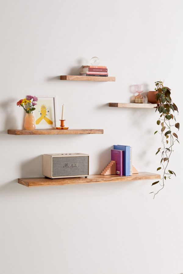 Simple Floating Wood Wall Shelf - Simple Floating Wood Wall Shelf -   17 diy Shelves boho ideas