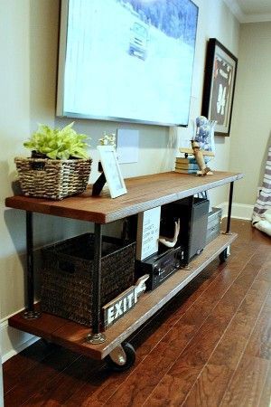 How to Build an Industrial Console Table | Refresh Restyle - How to Build an Industrial Console Table | Refresh Restyle -   17 diy Shelves under tv ideas