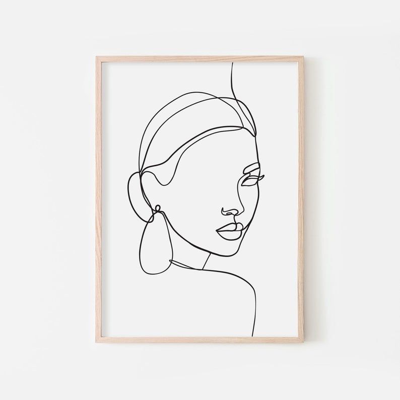 Single line woman face PRINTABLE wall art, Line drawing face, Female beauty poster, One line abstract face artwork, Fine art print, Modern - Single line woman face PRINTABLE wall art, Line drawing face, Female beauty poster, One line abstract face artwork, Fine art print, Modern -   18 beauty Art simple ideas
