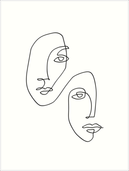 'Faces - Line Art' Art Print by TheRedFinch - 'Faces - Line Art' Art Print by TheRedFinch -   18 beauty Art simple ideas
