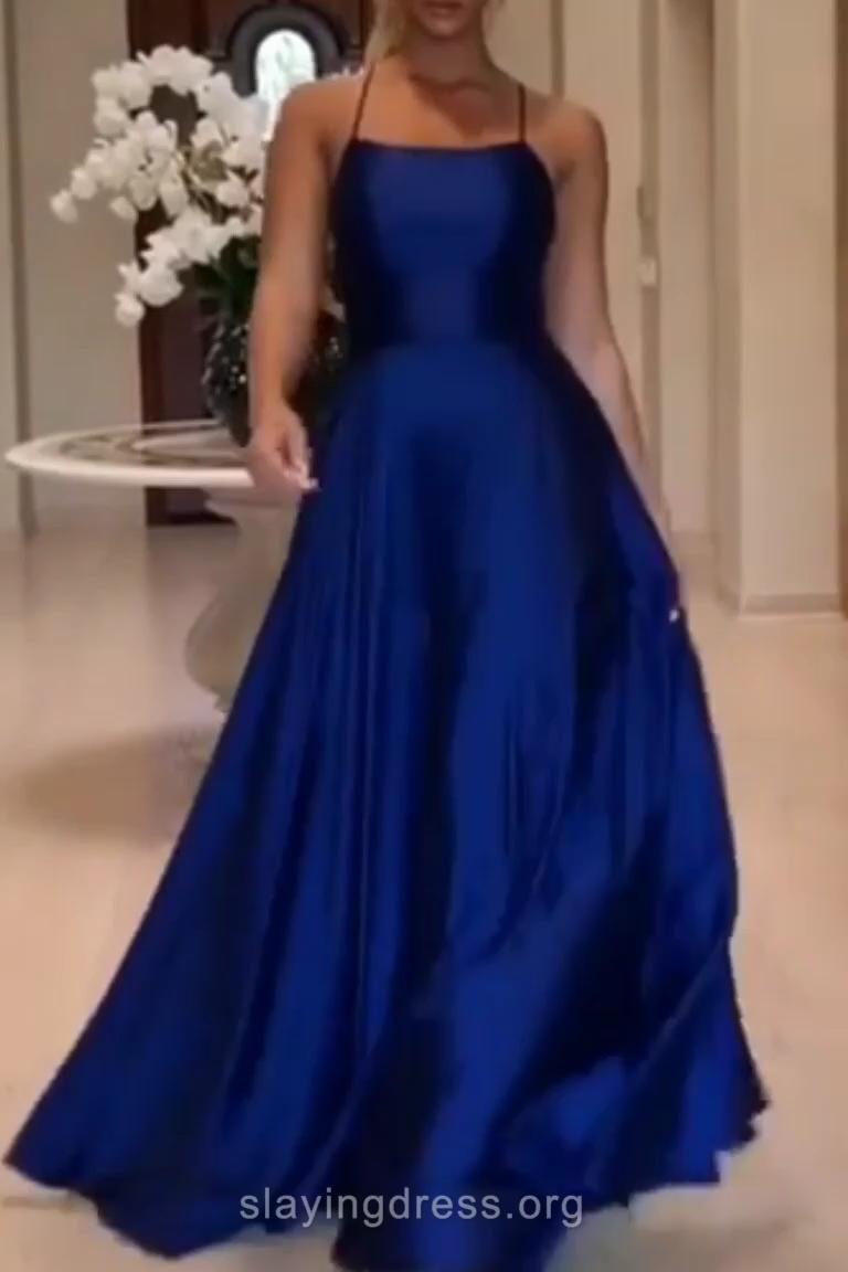 Royal Blue Backless Satin Dress - Royal Blue Backless Satin Dress -   18 beauty Dresses for graduation ideas