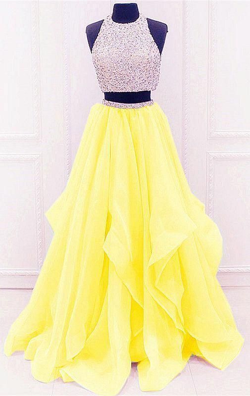 Yellow Prom Dresses,Two Piece Prom Dresses,2 Piece Prom Dresses,Sparkle Prom Dresses - Yellow Prom Dresses,Two Piece Prom Dresses,2 Piece Prom Dresses,Sparkle Prom Dresses -   18 beauty Dresses two piece ideas