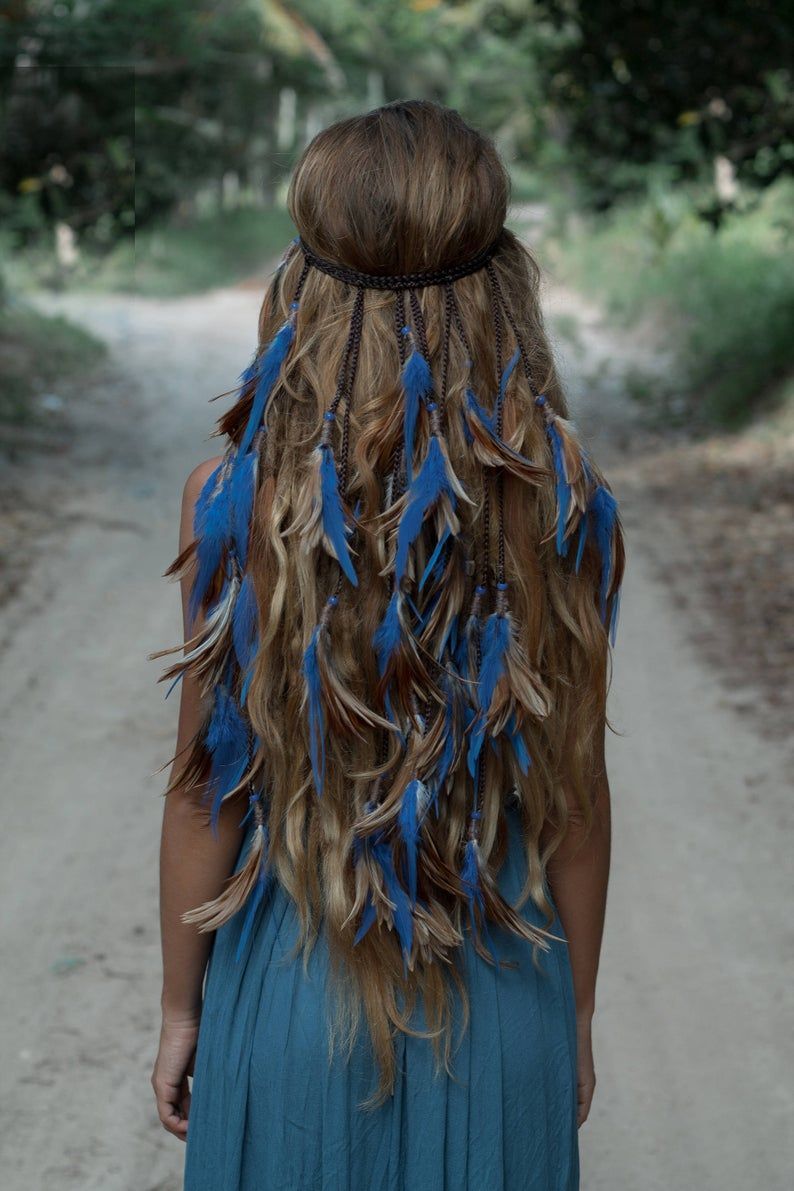 Handcrafted,handmade,headband braided,hairband,natural,braids,blue,feathers headpiece,boho style,boh - Handcrafted,handmade,headband braided,hairband,natural,braids,blue,feathers headpiece,boho style,boh -   18 bohemian style Hair ideas