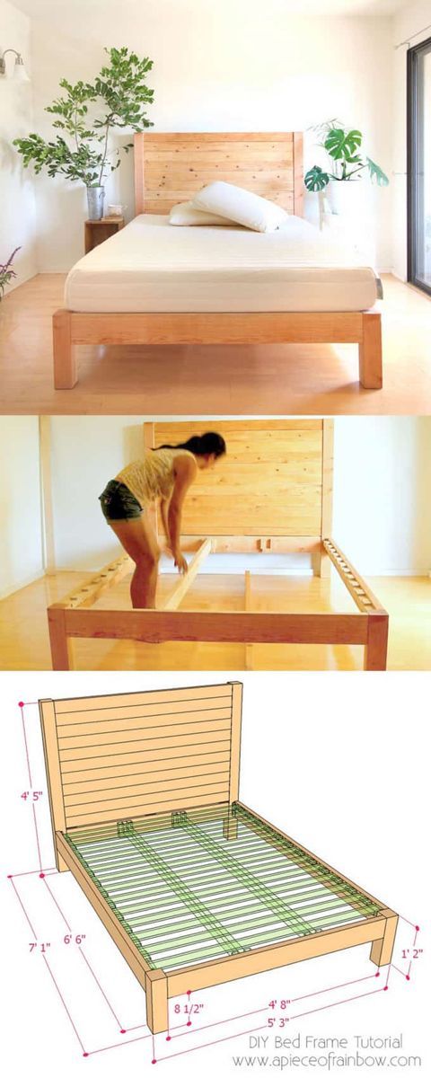 DIY Bed Frame & Wood Headboard ($1500 Look for $100!) - DIY Bed Frame & Wood Headboard ($1500 Look for $100!) -   18 diy Furniture beds ideas