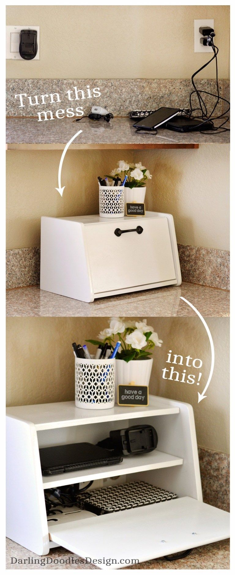 DIY Charging Station With An Old Bread Box - Darling Doodles - DIY Charging Station With An Old Bread Box - Darling Doodles -   18 diy Ideen organisation ideas