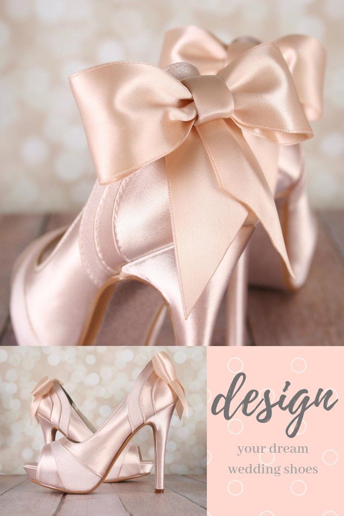 Blush Open Toe Platform Wedding Shoes with Matching Bow - Ellie Wren - Blush Open Toe Platform Wedding Shoes with Matching Bow - Ellie Wren -   18 diy Wedding shoes ideas