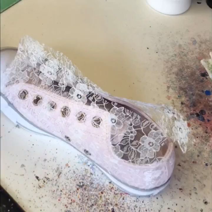 Blush Rose Ivory Lace Covered Leather Converse - Blush Rose Ivory Lace Covered Leather Converse -   18 diy Wedding shoes ideas
