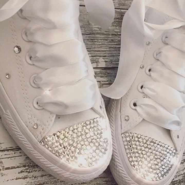 Sparkly All white Converse - Sparkly All white Converse -   18 diy Wedding shoes ideas