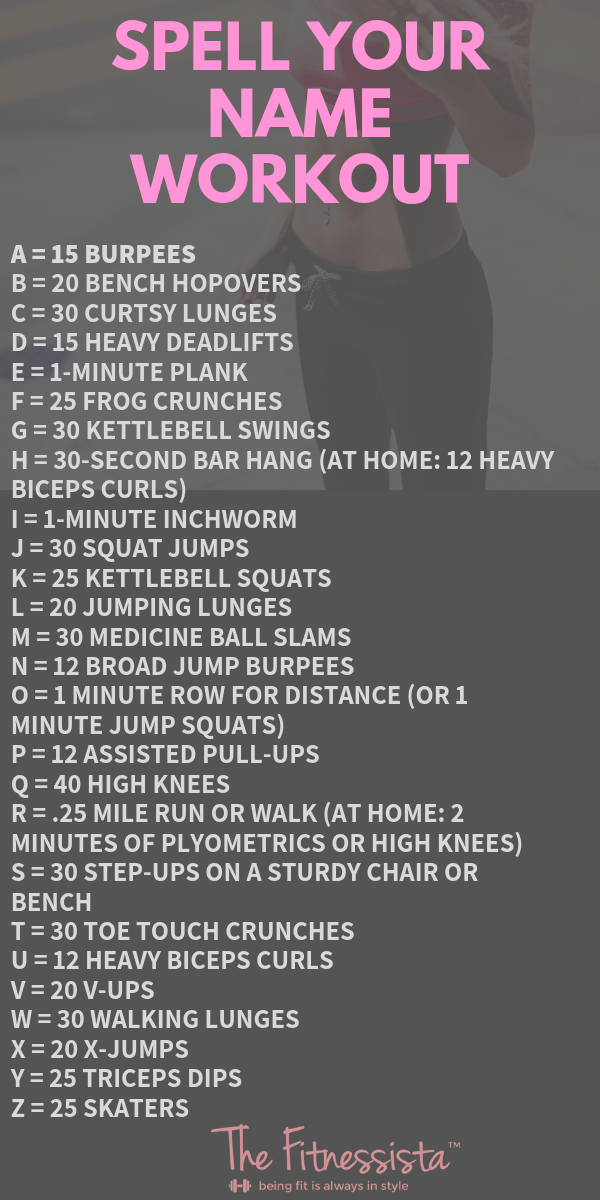 Spell Your Name Workout - The Fitnessista - Spell Your Name Workout - The Fitnessista -   18 fitness Routine workout plans ideas