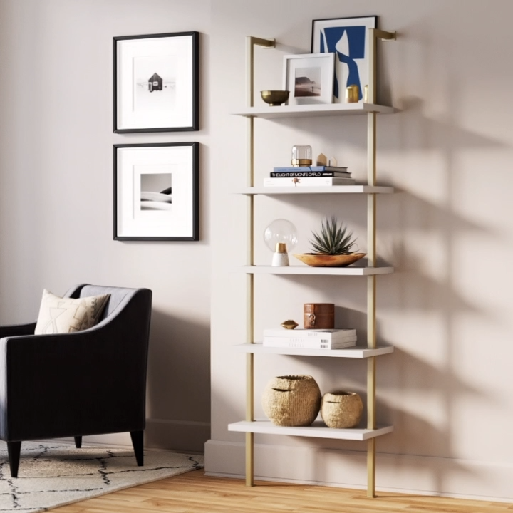 Trendy white and gold living room bookcase - Trendy white and gold living room bookcase -   19 diy Bookshelf corner ideas