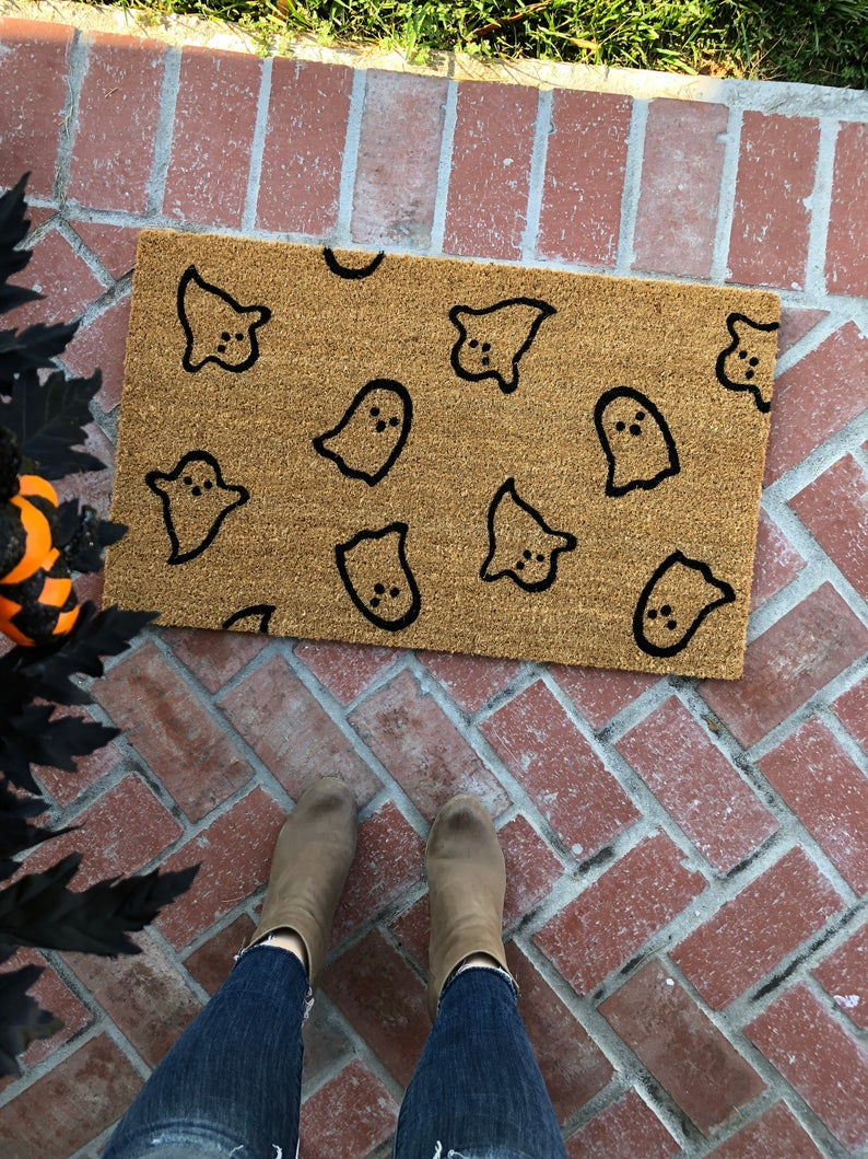Halloween Doormat / Welcome Mat / Ghost / Thanksgiving Doormat / Fall Decor / Door Mat / Halloween D - Halloween Doormat / Welcome Mat / Ghost / Thanksgiving Doormat / Fall Decor / Door Mat / Halloween D -   19 diy Home Decor halloween ideas