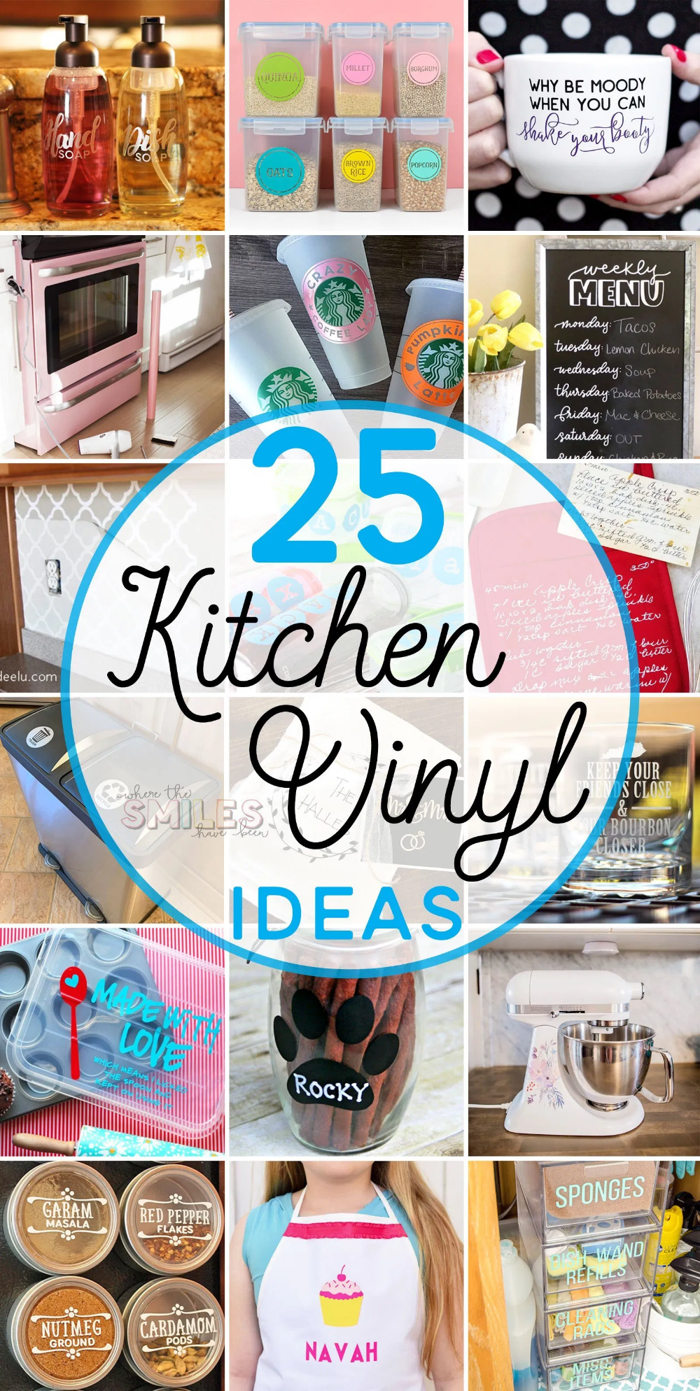 25 Creative DIY Kitchen Vinyl Ideas (Lots with FREE Cut Files!) - 25 Creative DIY Kitchen Vinyl Ideas (Lots with FREE Cut Files!) -   19 diy Kitchen crafts ideas