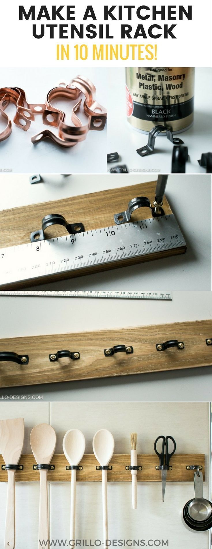 Make a DIY Utensil Hanging Rack - In 10 mins! - Make a DIY Utensil Hanging Rack - In 10 mins! -   19 diy Kitchen crafts ideas