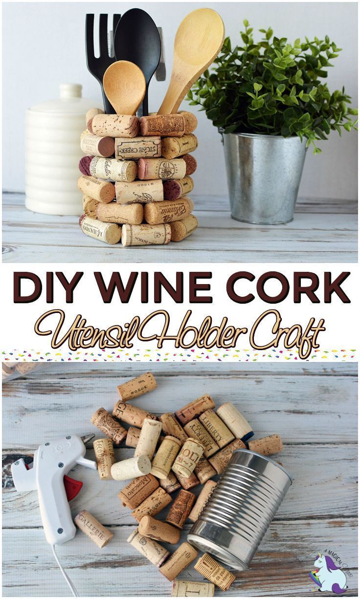 Wine Cork Craft Ideas - DIY Kitchen Utensil Holder - Wine Cork Craft Ideas - DIY Kitchen Utensil Holder -   19 diy Kitchen crafts ideas