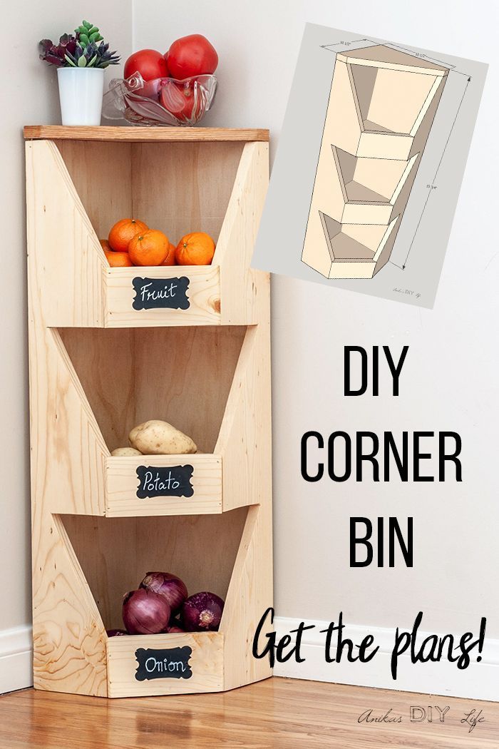 DIY Corner Vegetable Storage Bin Plans - Anika's DIY Life - DIY Corner Vegetable Storage Bin Plans - Anika's DIY Life -   19 diy Kitchen crafts ideas