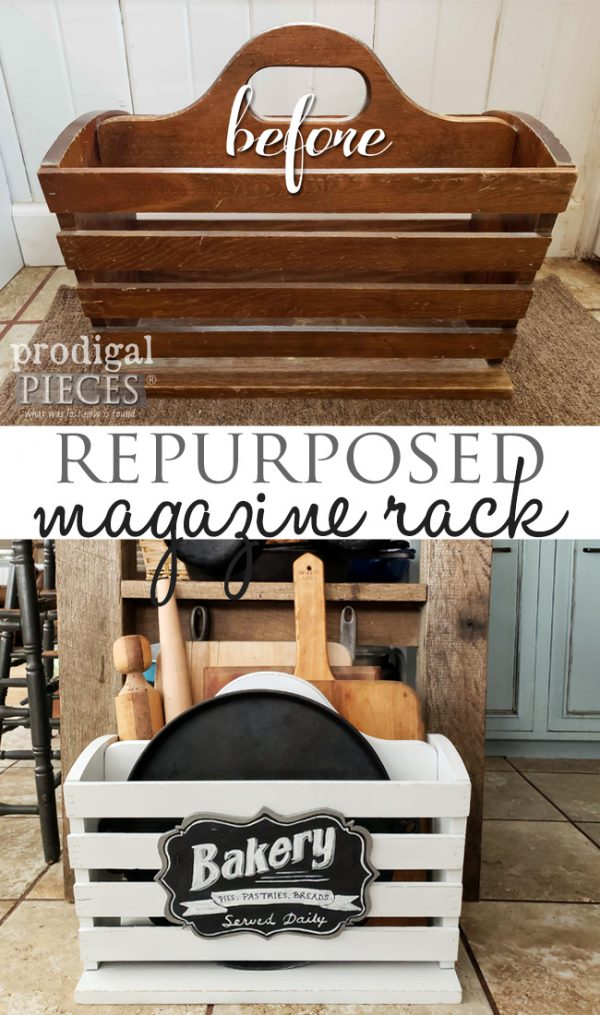 Repurposed Magazine Rack Kitchen Storage - Prodigal Pieces - Repurposed Magazine Rack Kitchen Storage - Prodigal Pieces -   19 diy Kitchen crafts ideas