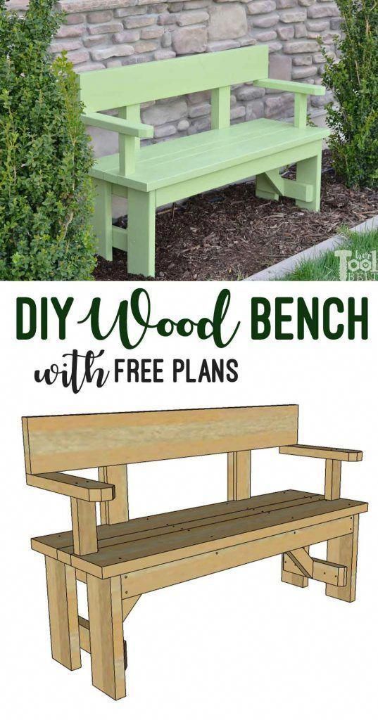 DIY Wood Bench with Back Plans - Her Tool Belt - DIY Wood Bench with Back Plans - Her Tool Belt -   19 diy Wood bench ideas