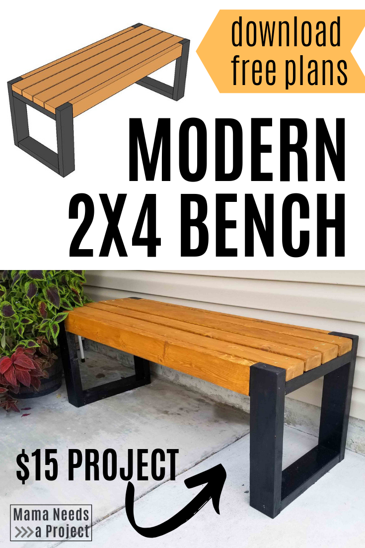 Simple 2x4 Bench Plans | Build an EASY Modern Bench | Mama Needs a Project - Simple 2x4 Bench Plans | Build an EASY Modern Bench | Mama Needs a Project -   19 diy Wood bench ideas