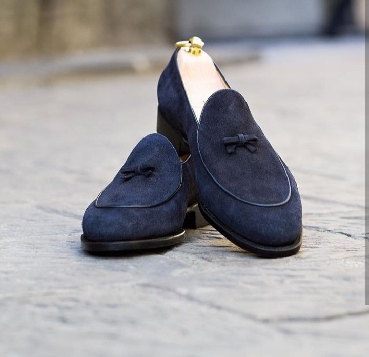 Blue Tassles Loafer Suede Shoes For Men's Handmade Collection - Blue Tassles Loafer Suede Shoes For Men's Handmade Collection -   19 style Mens shoes ideas