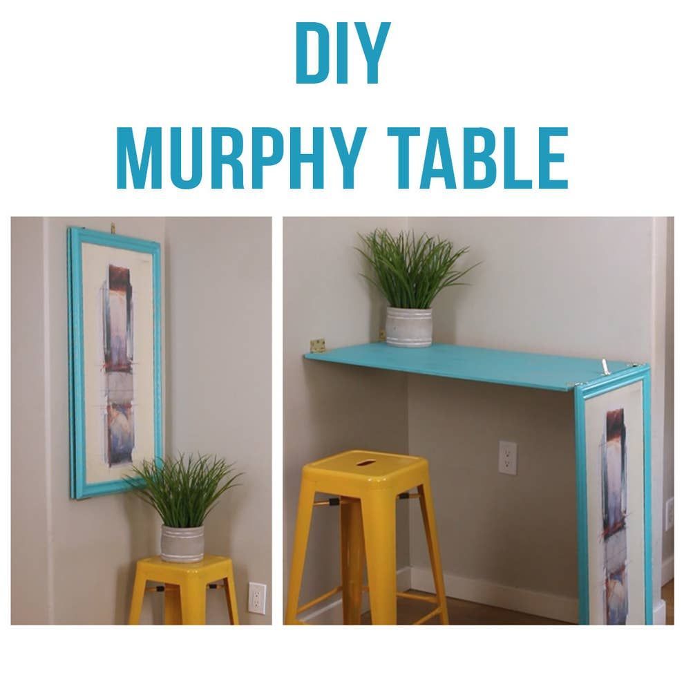 Short On Space? This DIY Turns Wall Art Into A Table - Short On Space? This DIY Turns Wall Art Into A Table -   22 diy Table wall ideas