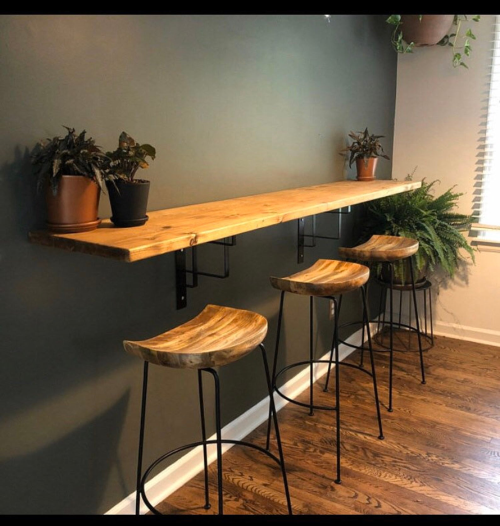 Wall mounted table/bar w/ modern bracket design - Wall mounted table/bar w/ modern bracket design -   22 diy Table wall ideas