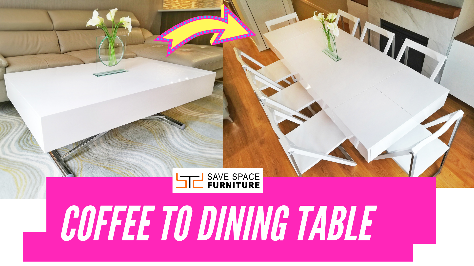 Transforming Coffee To Dining Table (white gloss) - Transforming Coffee To Dining Table (white gloss) -   22 diy Table wall ideas