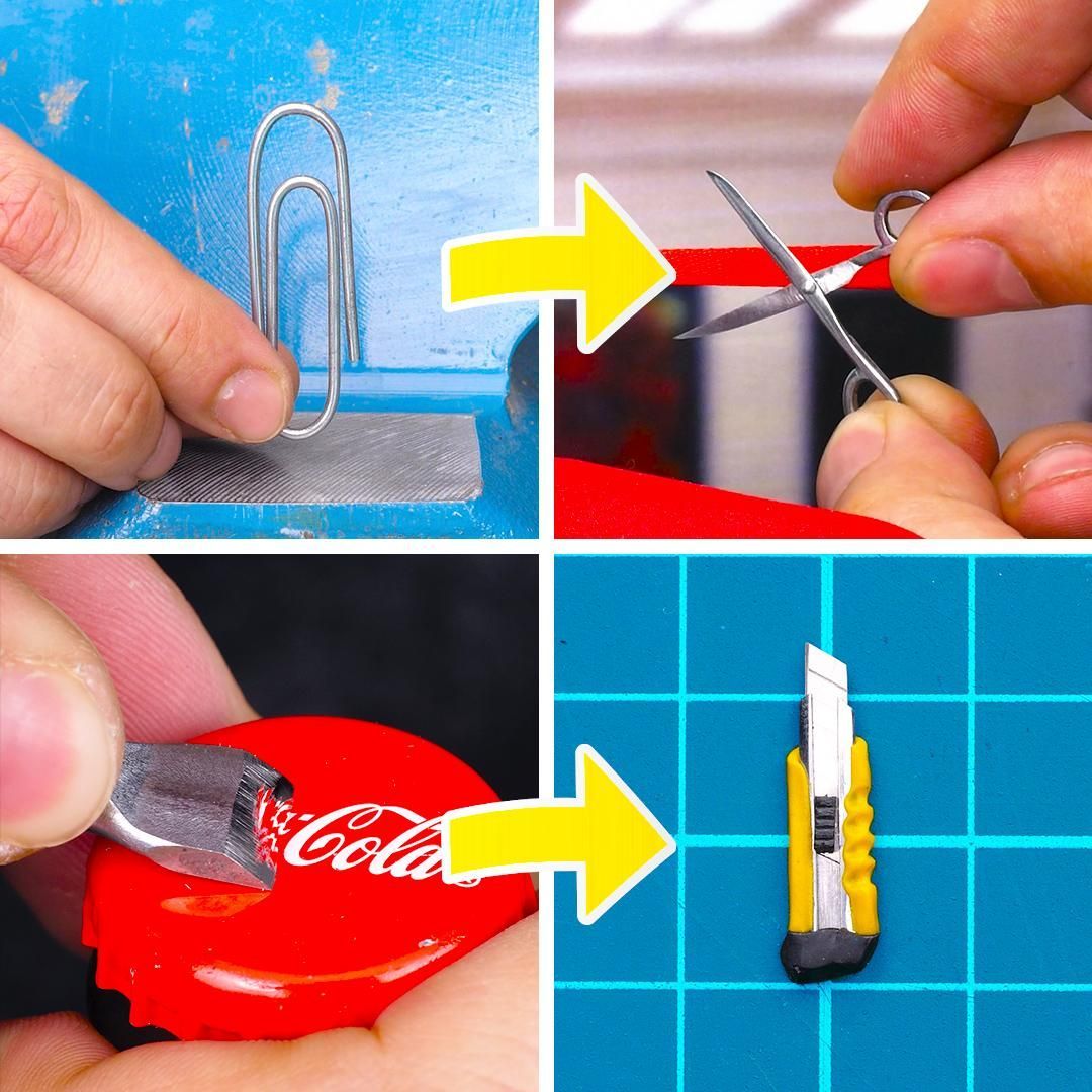 DIY MINI SCISSORS FROM A PAPERCLIP AND OFFICE KNIFE FROM A BOTTLE CAP THAT YOU'LL LIKE TO WATCH - DIY MINI SCISSORS FROM A PAPERCLIP AND OFFICE KNIFE FROM A BOTTLE CAP THAT YOU'LL LIKE TO WATCH -   23 diy Videos manualidades ideas