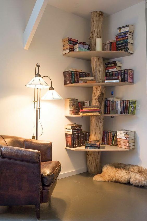 24 diy Bookshelf corner ideas