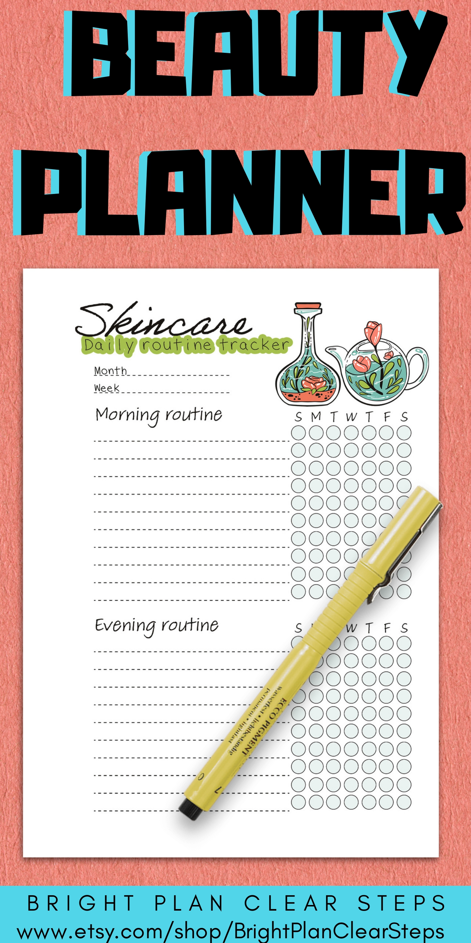 The Best Planner for your Beauty Routine. Skincare and Haircare Habit Tracker. Daily and Weekly - The Best Planner for your Beauty Routine. Skincare and Haircare Habit Tracker. Daily and Weekly -   15 beauty Routines checklist ideas